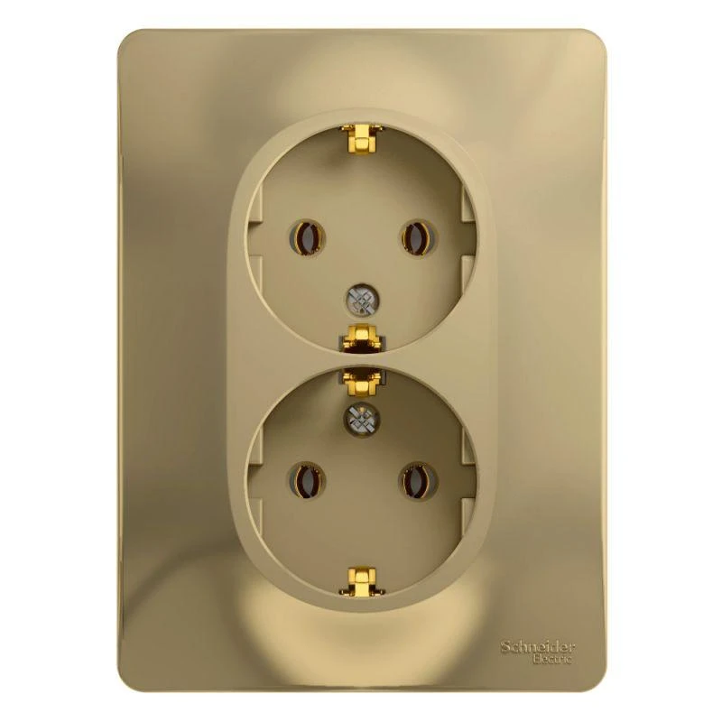 GSL000424 Systeme Electric | Розетка 2-м СП Glossa 16А IP20 с заземл. в сборе титан SE 