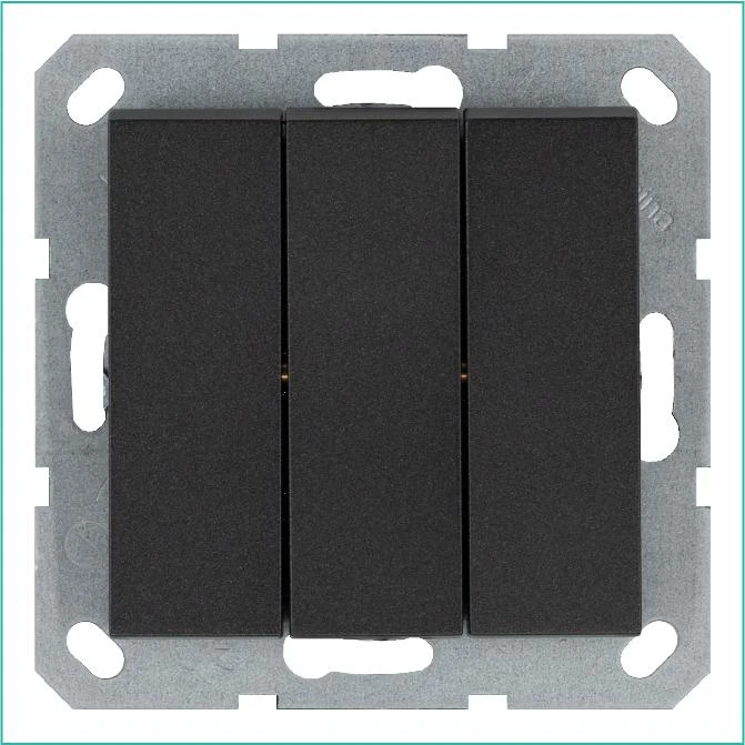 G3031B Jasmart | Выключатель 3-кл. 10А IP20 механизм антрацит  