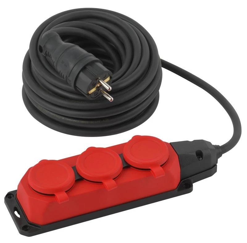 Б0057580 Эра | Удлинитель силовой UK-3e-3x1.5-10m-IP44(KG) с заземлением 3 розетки каучук 10м КГ 3х1.5кв.мм IP44  