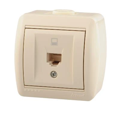 710-0300-139 LEZARD | Розетка компьютерная 1-м ОП Nata RJ45 16А IP20 крем.  
