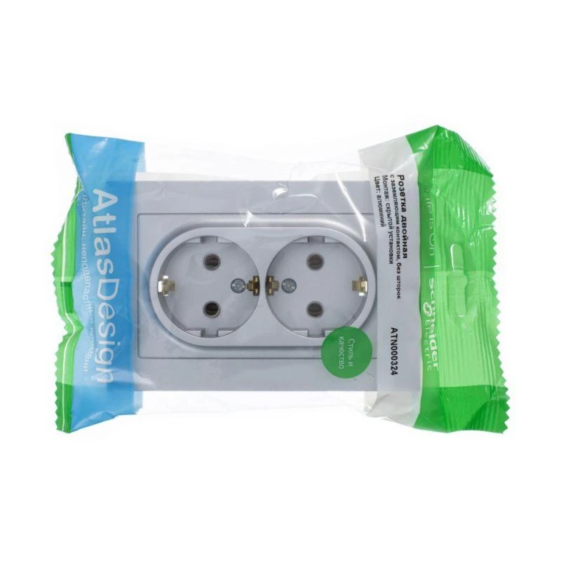 ATN000324 Systeme Electric | Розетка 2-м СП AtlasDesign 16А IP20 с заземл. в сборе алюм. SE 