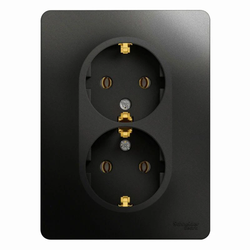 GSL000724 Systeme Electric | Розетка 2-м Glossa 16А с заземл. в сборе антрацит SE 