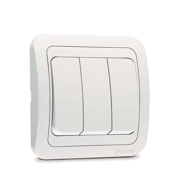 12091 Makel | Выключатель 3-кл. 3п СП Mimoza 10А IP20 бел./бел.  