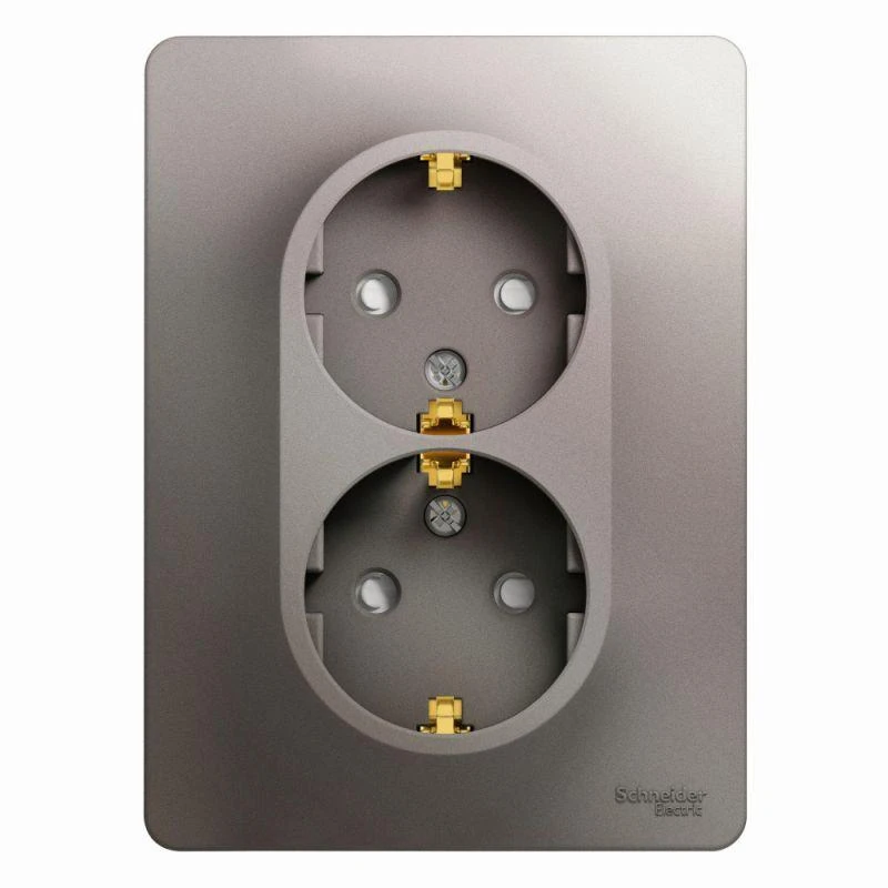 GSL001226 Systeme Electric | Розетка 2-м СП Glossa 16А IP20 250В с заземл. защ. шторки в сборе платина SE 