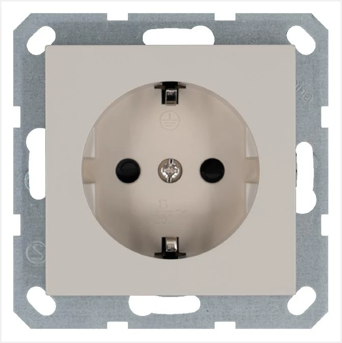 G5501T Jasmart | Розетка 1-м Shuko 16А IP20 с заземл. защ. шторки механизм тауп  