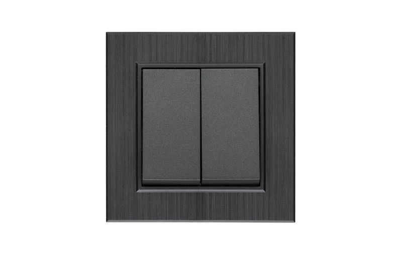 86050003 Makel | Выключатель 2-клав. Karea LINE STAR дым. металлик  