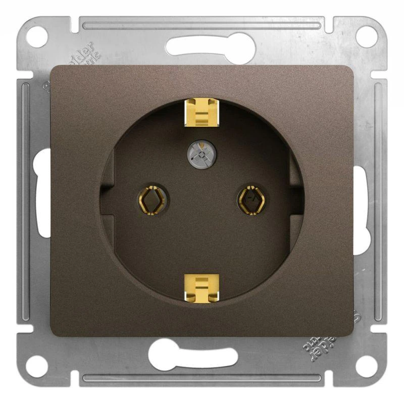GSL000843 Systeme Electric | Розетка 1-м СП 1мод. Glossa 16А IP20 с заземл. механизм шоколад SE 