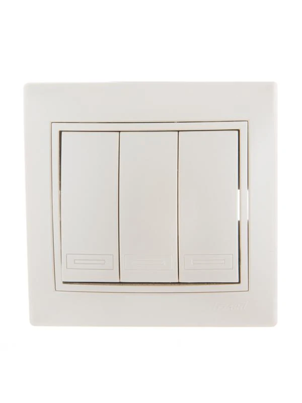 701-3030-109 LEZARD | Выключатель 3-кл. СП Mira 10А со вставкой жемчуж./бел. перламутр.  