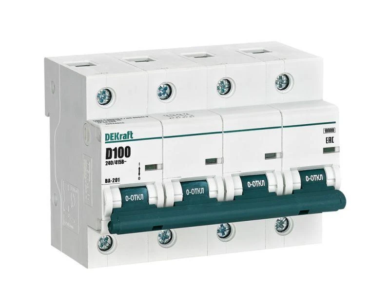 13024DEK DEKraft | Выключатель автоматический модульный 4п D 100А 10кА ВА-201  