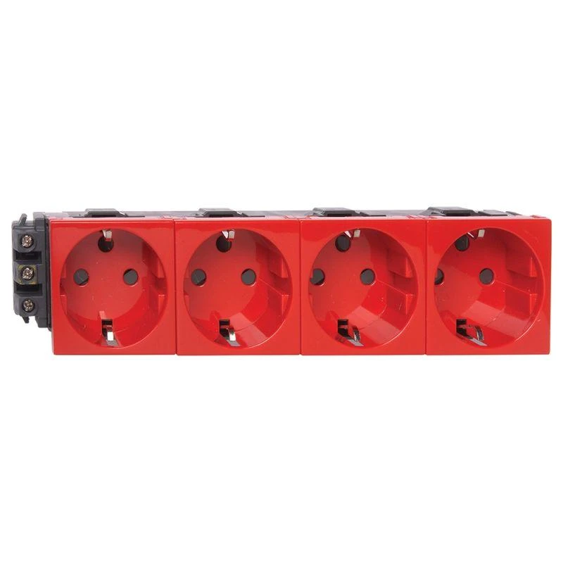 077624 Legrand | Розетка 4-м СП 8мод. Mosaic 16А IP20 винтов. клеммы с механич. блокировк. механизм красн. Leg 