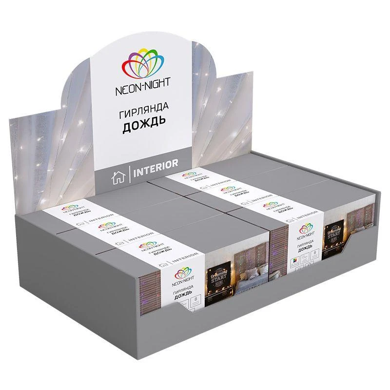 235-055 Neon-Night | Гирлянда светодиодная "Светодиодный Дождь" 2.5х2м 300LED бел. 16Вт 230В IP20 свечение с динамикой провод прозр.  