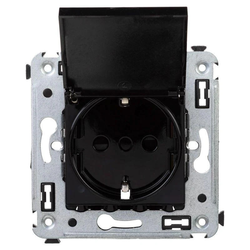 4402013 DKC | Розетка 1-м СП 2мод. Avanti "Черный квадрат" 16А IP41 2P+E защ. шторки с крышкой черн.  