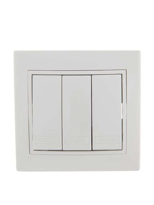 701-0202-109 LEZARD | Выключатель 3-кл. СП Mira 10А IP20 с бел.вставкой бел.  