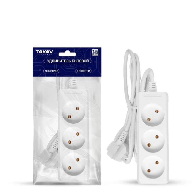 TKE-C01-BU3-10-1 изображение TKE-C01-BU3-10-1 TOKOV ELECTRIC | Удлинитель 3х10м без заземл. 16А 2х1