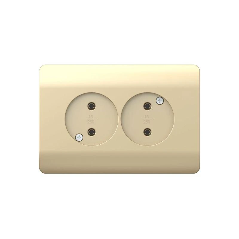 431420 CHINT | Розетка 2-м NEW3-E без заземл. защ. шторки 16А шампань  