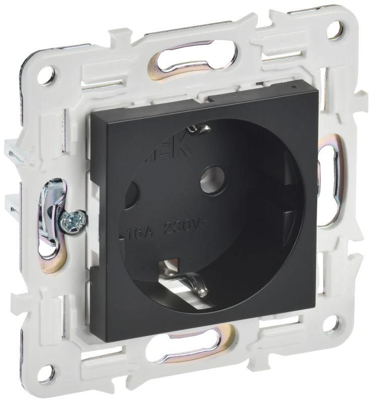 IEK  | Розетка SKANDY 16А с заземл. без защ. шторок SK-R05Bl черн.  SK-R11-16-K02