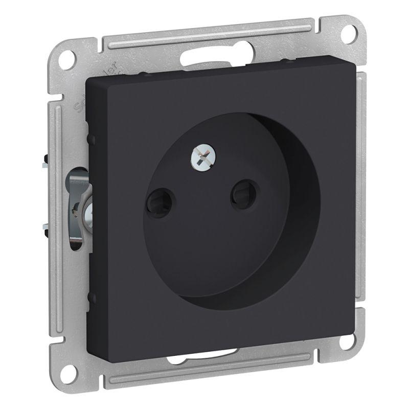 ATN001049 Systeme Electric | Розетка 1-м СП AtlasDesign 16А IP20 без заземл. защ. шторки механизм карбон SE 