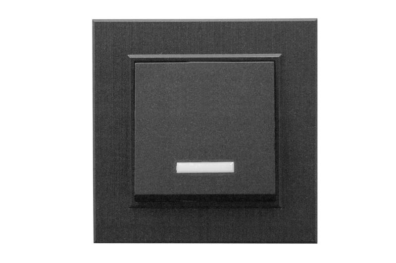 86054021 Makel | Выключатель 1-клав. с подсветкой Karea LINE STAR чер.  