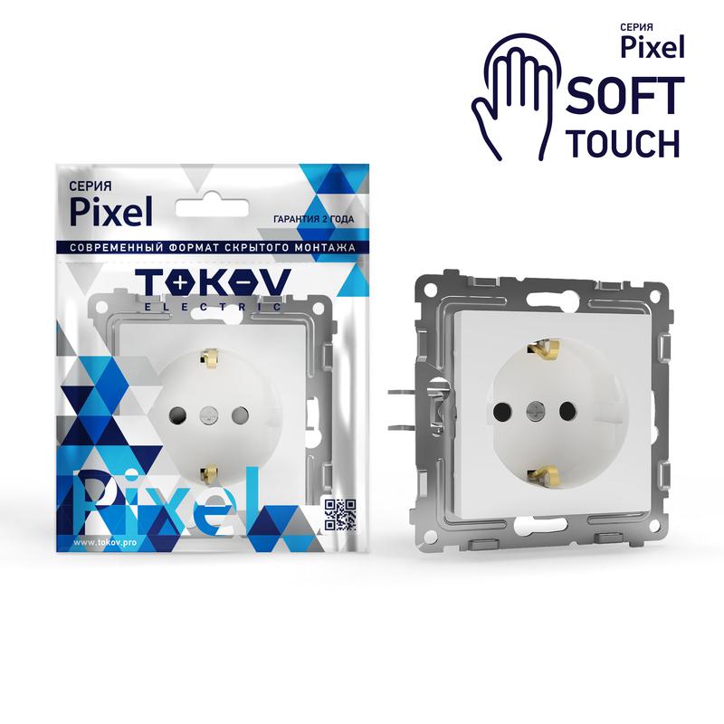 TKE-PX-R1Z-C34 TOKOV ELECTRIC | Розетка 1-м СП Pixel 16А IP20 с заземл. механизм айс  