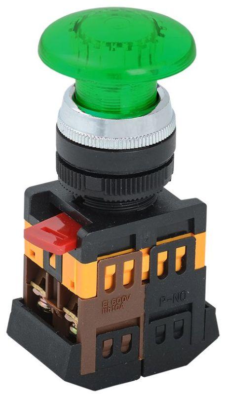 IEK  | Кнопка "Грибок" AELA-22 d22мм 1з+1р 240В неон зел.  BBG20-AELA-K06