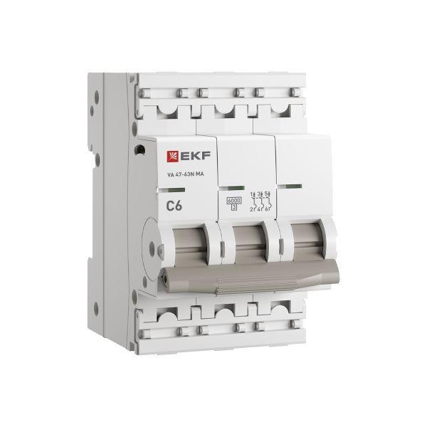 M63MA636D EKF | Выключатель автоматический 3п D 6А 6кА ВА 47-63N MA без теплового расцеп. PROxima  