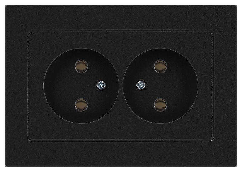 Розетка Accent 6-204-05 2х2P 16А-250В IP20 СУ AL/CU антрацит Intro Б0063465