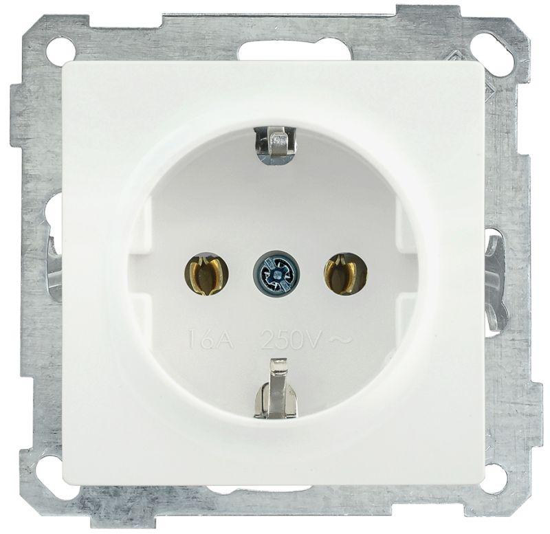ERB11-K01-16-1 IEK | Розетка 1-м СП Bolero РС11-1-0-Б 16А IP20 с заземл. механизм бел.  