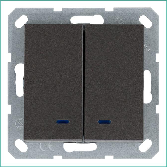 G3023NZ Jasmart | Выключатель 2-кл. 10А IP20 с подсветкой механизм мокко  