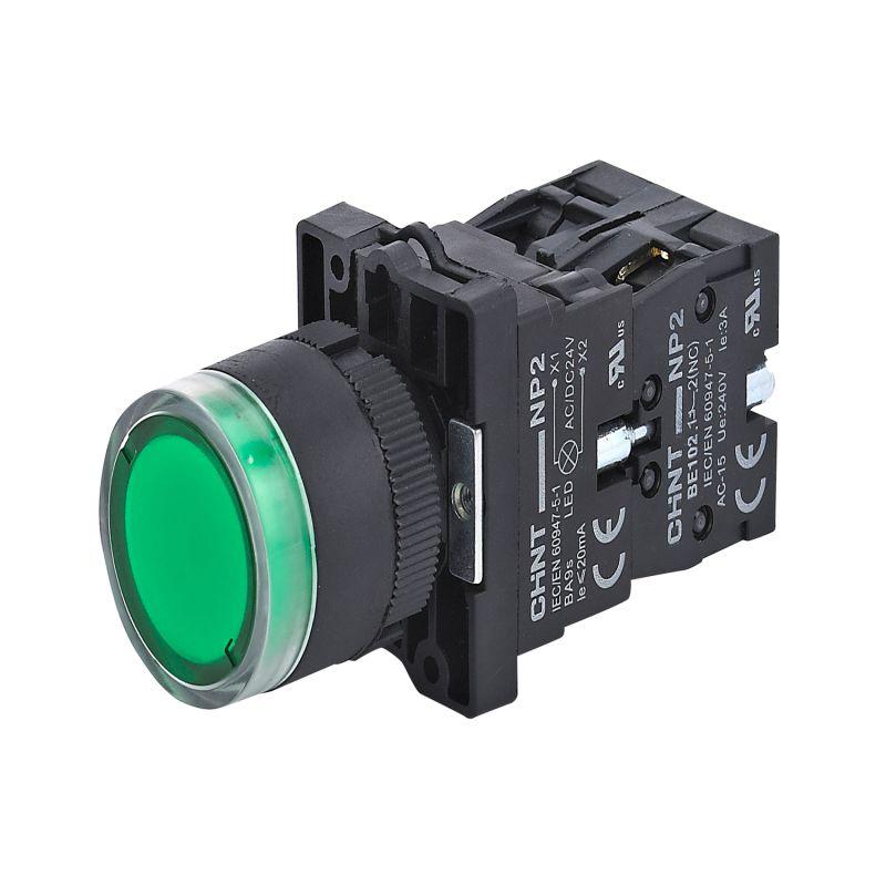 575718 CHINT | Кнопка управления NP2-EW3365 1НО+1НЗ AC/DC 230В (LED) IP40 зел. (R)  