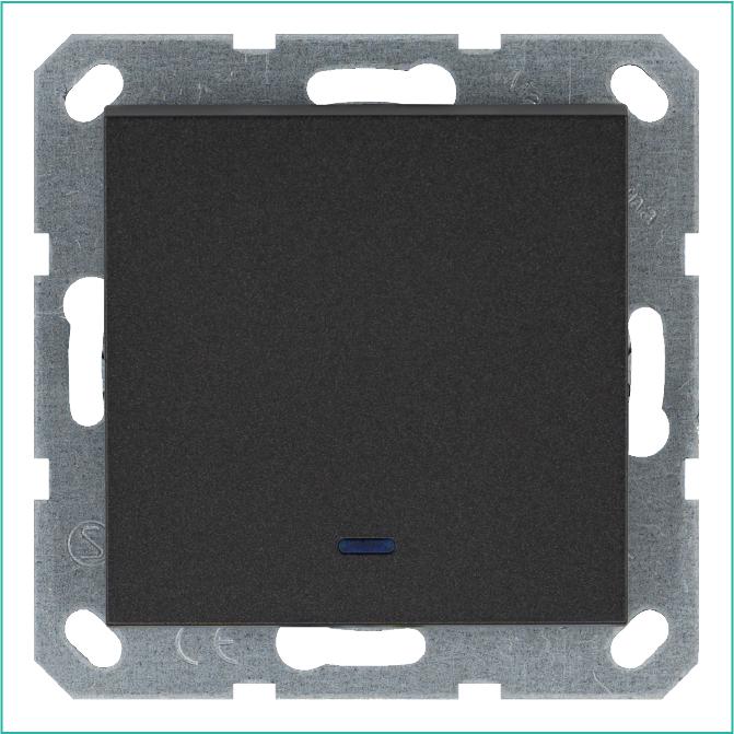 G3011NB Jasmart | Выключатель 1-кл. 10А IP20 с подсветкой механизм антрацит  