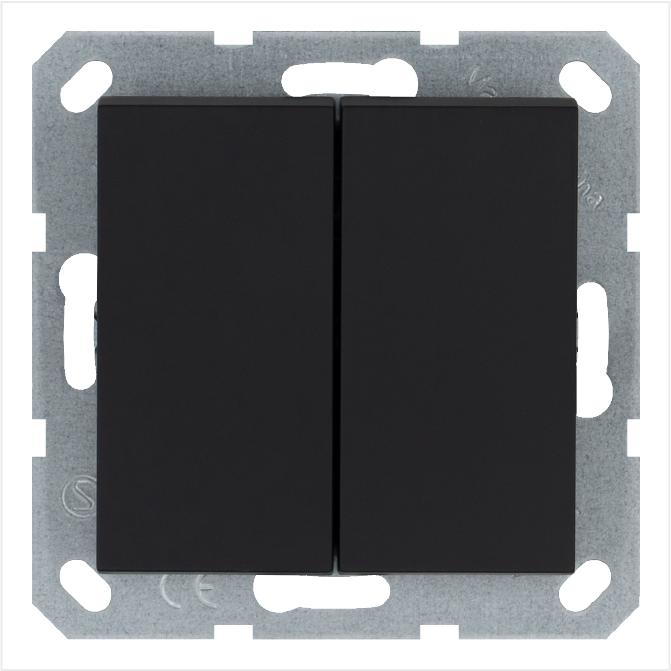 G3014PB Jasmart | Переключатель перекрестный 2-кл. 10А IP20 механизм черн. матов. soft touch  