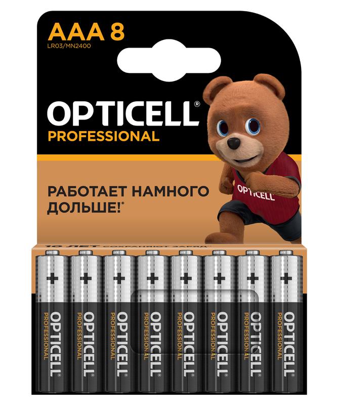 Элемент питания алкалиновый AAA/LR03 (блист. 8шт) Professional Opticell 5052008