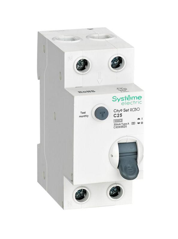 C9D65625 Systeme Electric | Выключатель автоматический дифференциального тока City9 Set (АВДТ) 1P+N C 25А 6кА 30мА Тип-A 230В SE 