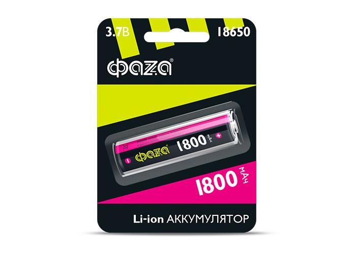 Аккумулятор 18650 3.7В Li-Ion 1800мА.ч без платы защиты ФАZА 5008045