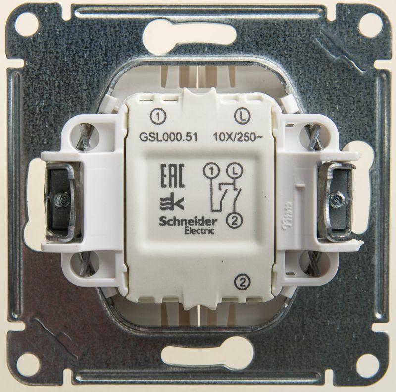 Выключатель 2-кл. СП Glossa 10А IP20 (сх. 5) 10AX механизм перламутр. SE GSL000651