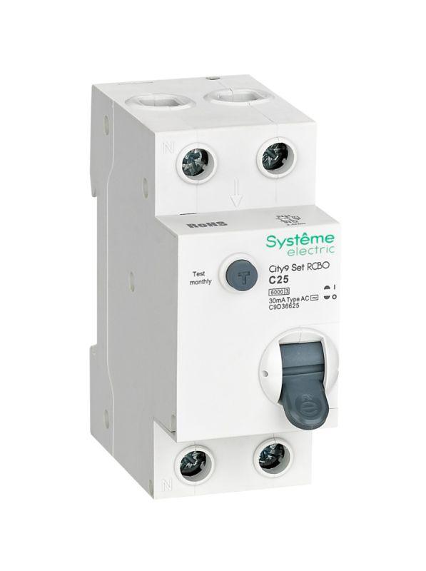 C9D36625 Systeme Electric | Выключатель автоматический диф.тока (АВДТ) 1P+N С 25А 6кА 30мА тип-AС 230В City9 Set SE 