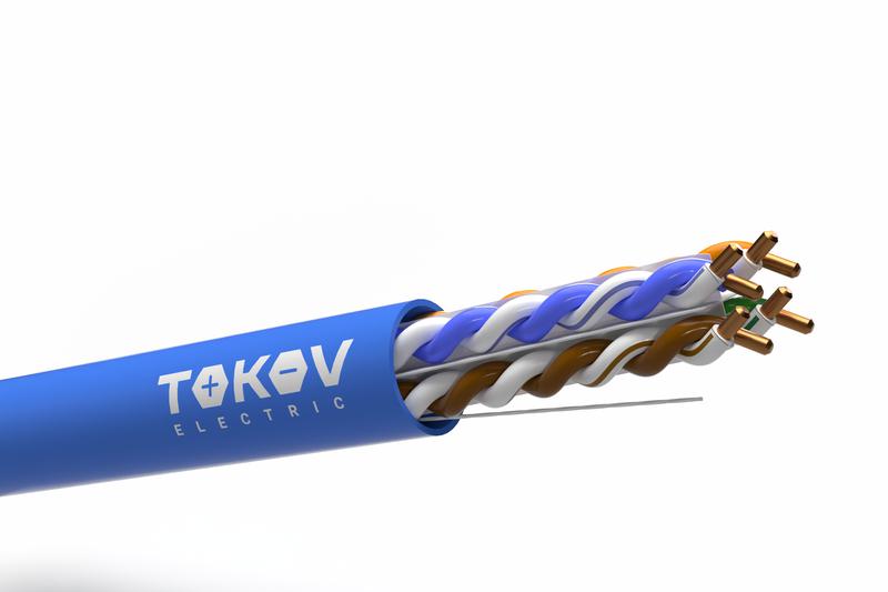 1980917А TOKOV ELECTRIC | Кабель витая пара U/UTP 4х2х24AWG(0.57мм) кат.6 LSZH TOKOV PRO Fluke tested (м)  TKP-C08-U/UTP-42-6-305-LSZH