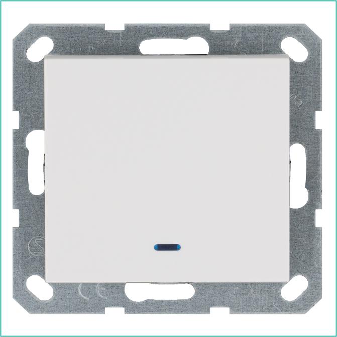 G3011NW Jasmart | Выключатель 1-кл. 10А IP20 с подсветкой механизм бел. глянцевый  