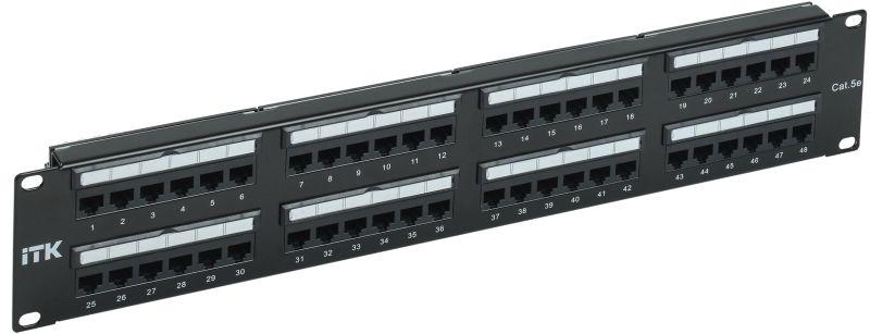 Патч-панель 2U кат.5E UTP 48 портов Dual IDC слайд лейбл ITK PP48-2UC5EU-D05L