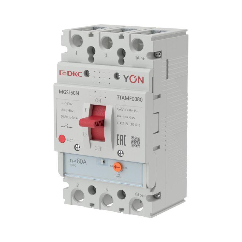 MGS160N-3TAMF0080 YON (группа DKC) | Выключатель автоматический MGS160 3P 64-80A 36kA YON 