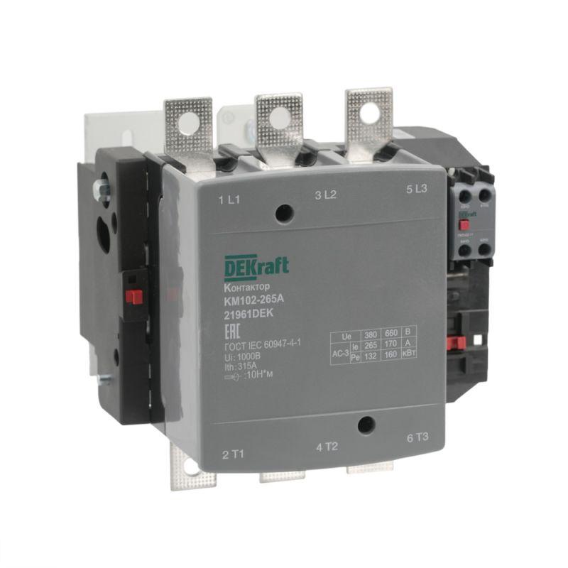 21961DEK DEKraft | Контактор 265А 220В АС АС3 АС4 1НО+1НЗ КМ-102  