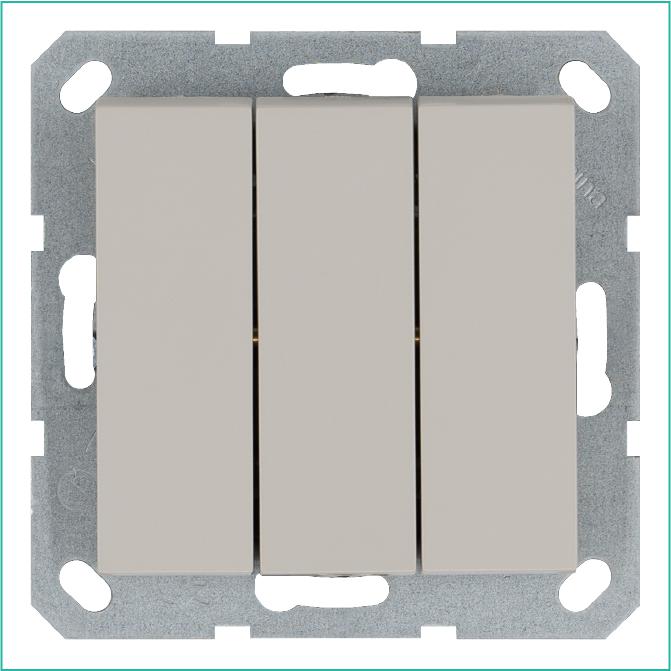 G3031T Jasmart | Выключатель 3-кл. 10А IP20 механизм тауп  