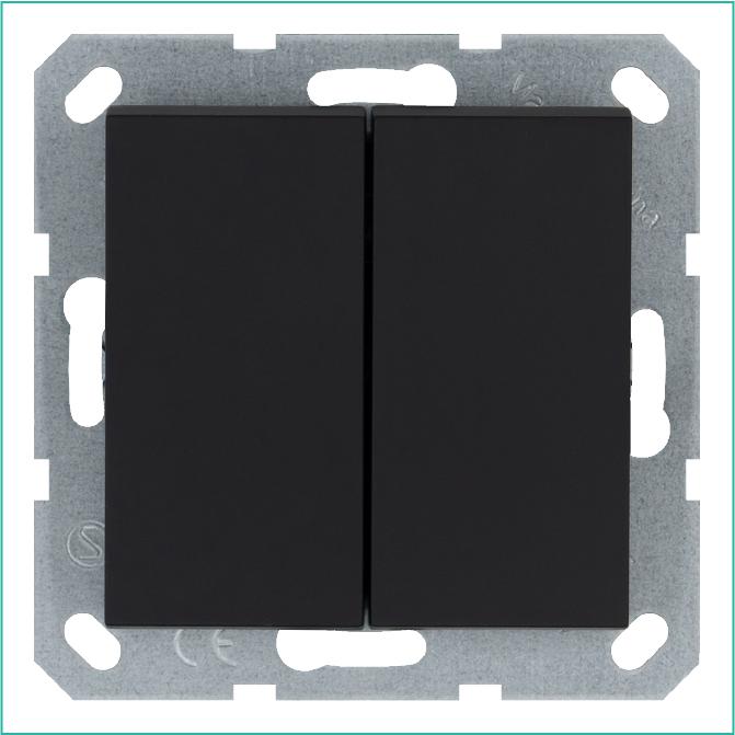 G3022PB Jasmart | Переключатель проходной 2-кл. 10А IP20 механизм черн. матов. soft touch  