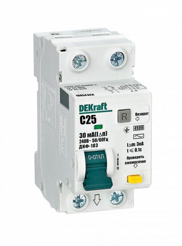 Выключатель автоматический дифференциального тока АВДТ 1Р+N 25А 30мА тип AC х-ка C ДИФ-103 4.5кА Sche 16054DEK