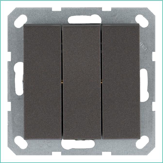 G3031Z Jasmart | Выключатель 3-кл. 10А IP20 механизм мокко  