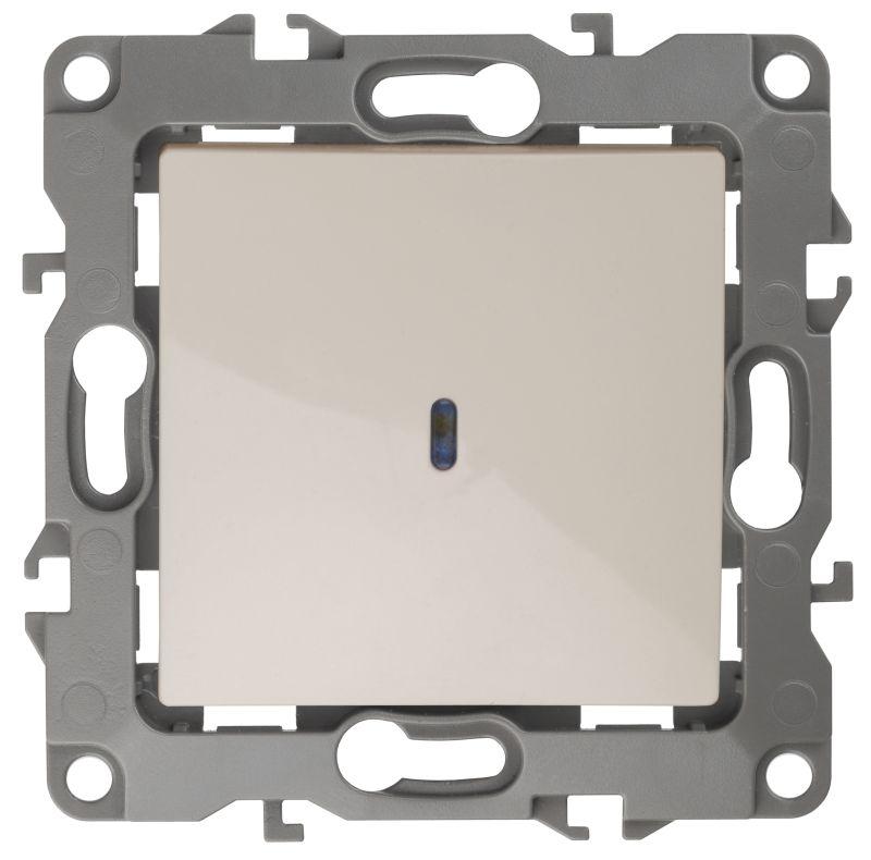 Б0014634 Эра | Выключатель 1-кл. СП 12 12-1102-02 10А IP20 250В 10AX с подсветкой механизм сл. кость  