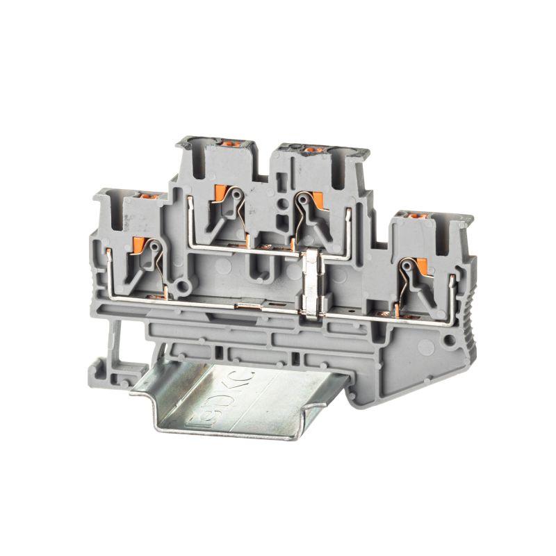 VPRTT-2.5-PV-GY DKC | Клемма двухуровневая зажим push-in 4 точки подключения уровни соединены перемычкой 2.5кв.мм сер.  