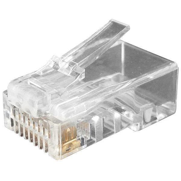 Разъем PLUG-8P8C-U-C6-100 RJ45 (8P8C) под витую пару кат.6 (50/50микродюйм) универс. (для ож и мж кабеля) (уп.100шт) Hyperline 49367