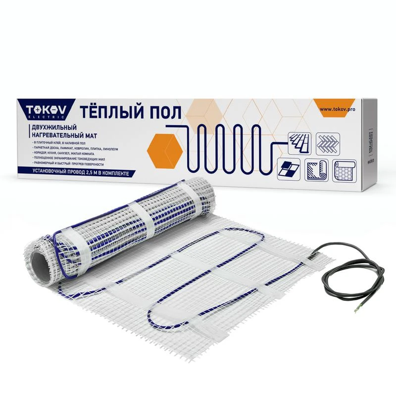 Комплект "Теплый пол" (мат) 150Вт/кв.м 1кв.м TOKOV ELECTRIC TKE-MAT150-150-1