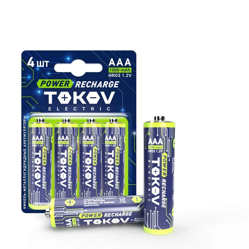 Аккумулятор AAA/HR03 1000мА.ч (блист.4шт) TOKOV ELECTRIC TKE-NMA-HR03/B4